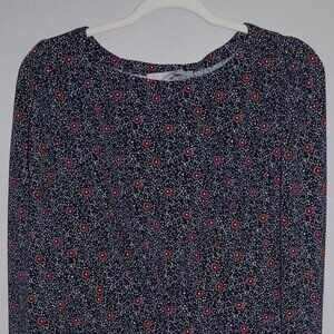 Loft Outlet Navy & White Floral Marais-A-Line Dres